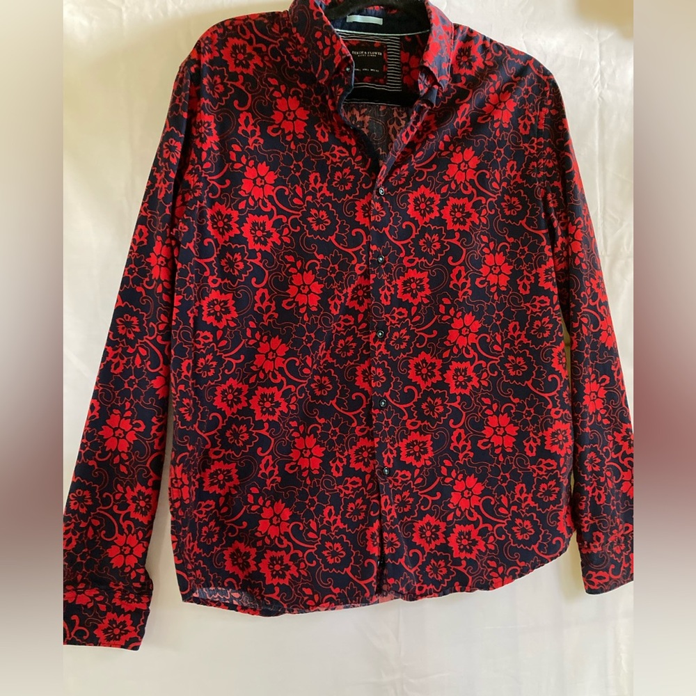 Denim & Flower Red Floral Button Down Shirt